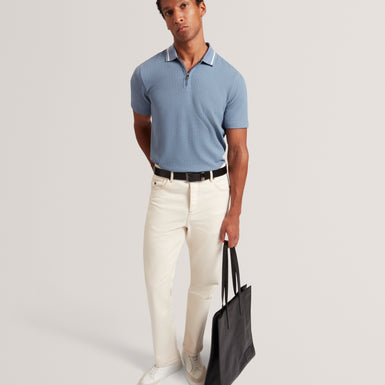 BRONIZE: SS Rib Texture Zip Polo