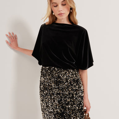 KCATT: Short Sleeve Velvet Top
