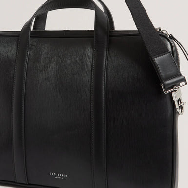 BAYLON: Bark Texture Leather Laptop Bag
