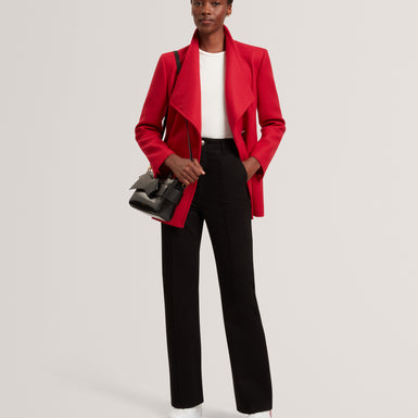 EVIGNA: Double Faced Wool Short Sculpted Wrap Coat