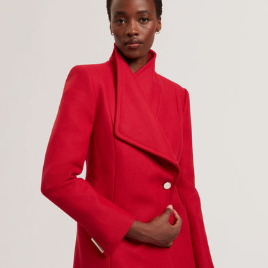 EVIGNA: Double Faced Wool Short Sculpted Wrap Coat
