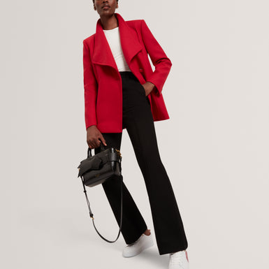 EVIGNA: Double Faced Wool Short Sculpted Wrap Coat