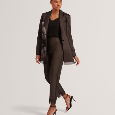 NUBIAAT: Printed Organza Overlay Tailored Trouser