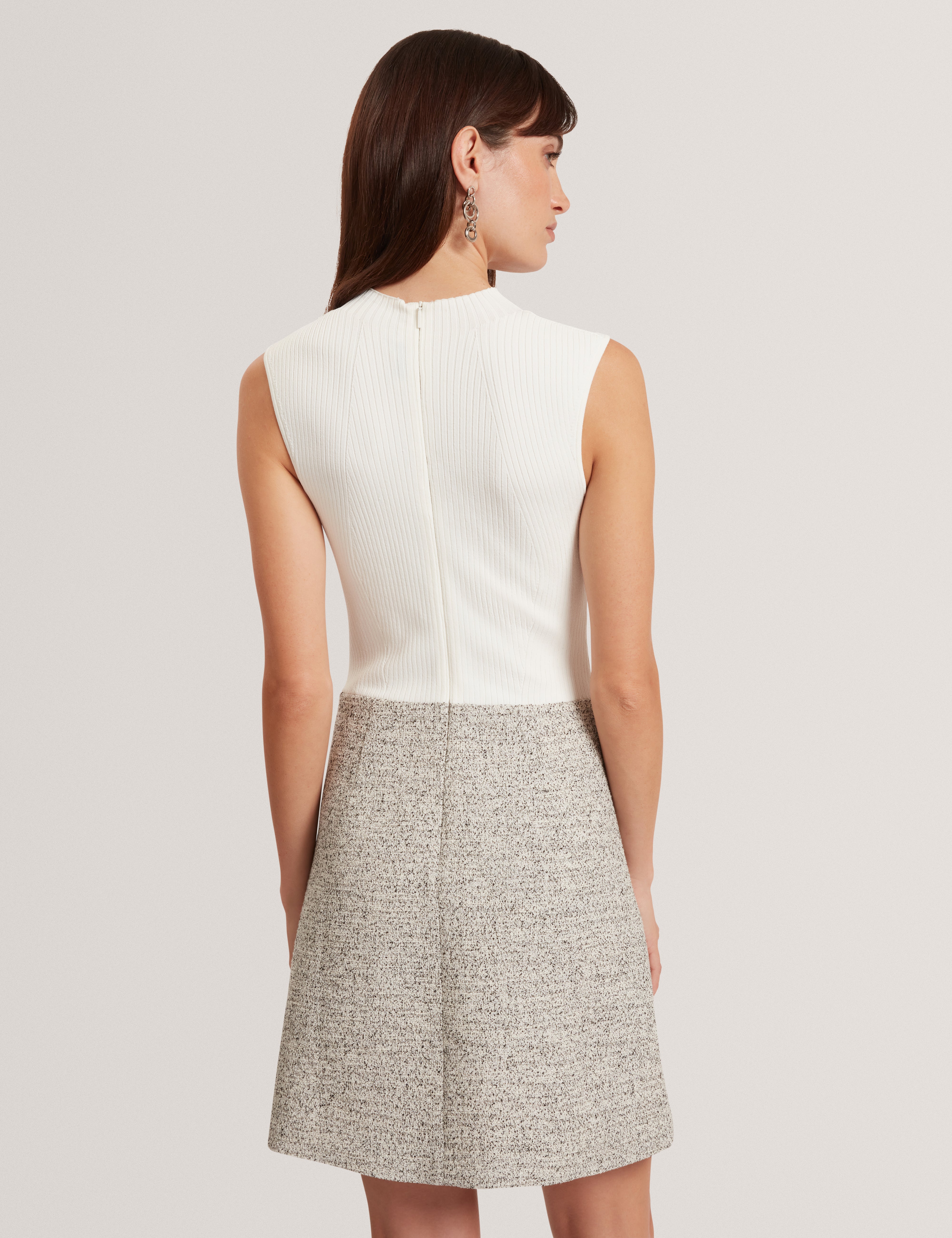 EKAAM: Tailored Boucle Dress with Knitted Top