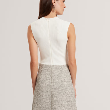 EKAAM: Tailored Boucle Dress with Knitted Top
