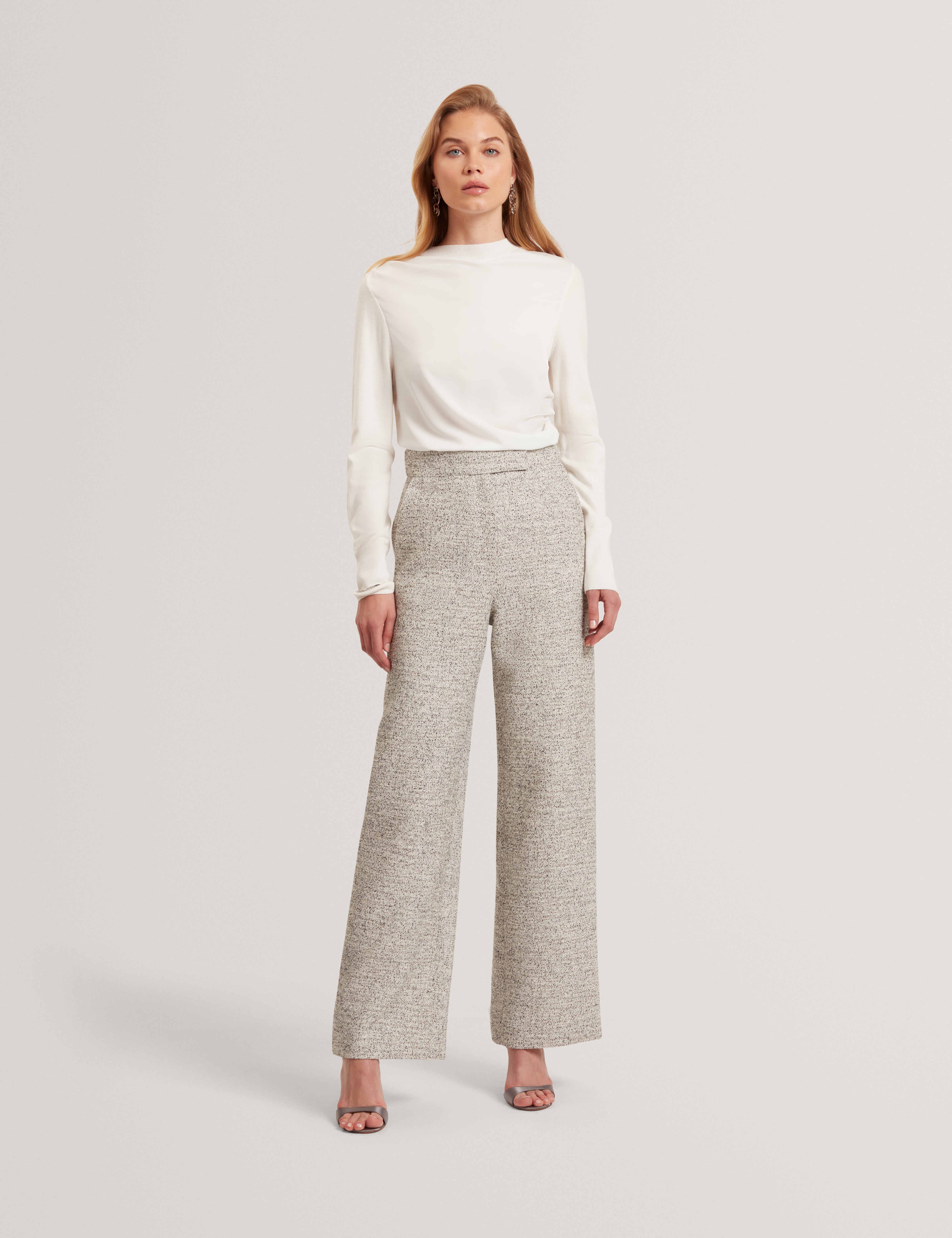 EKAAT: Tailored Boucle Wide Leg Trouser