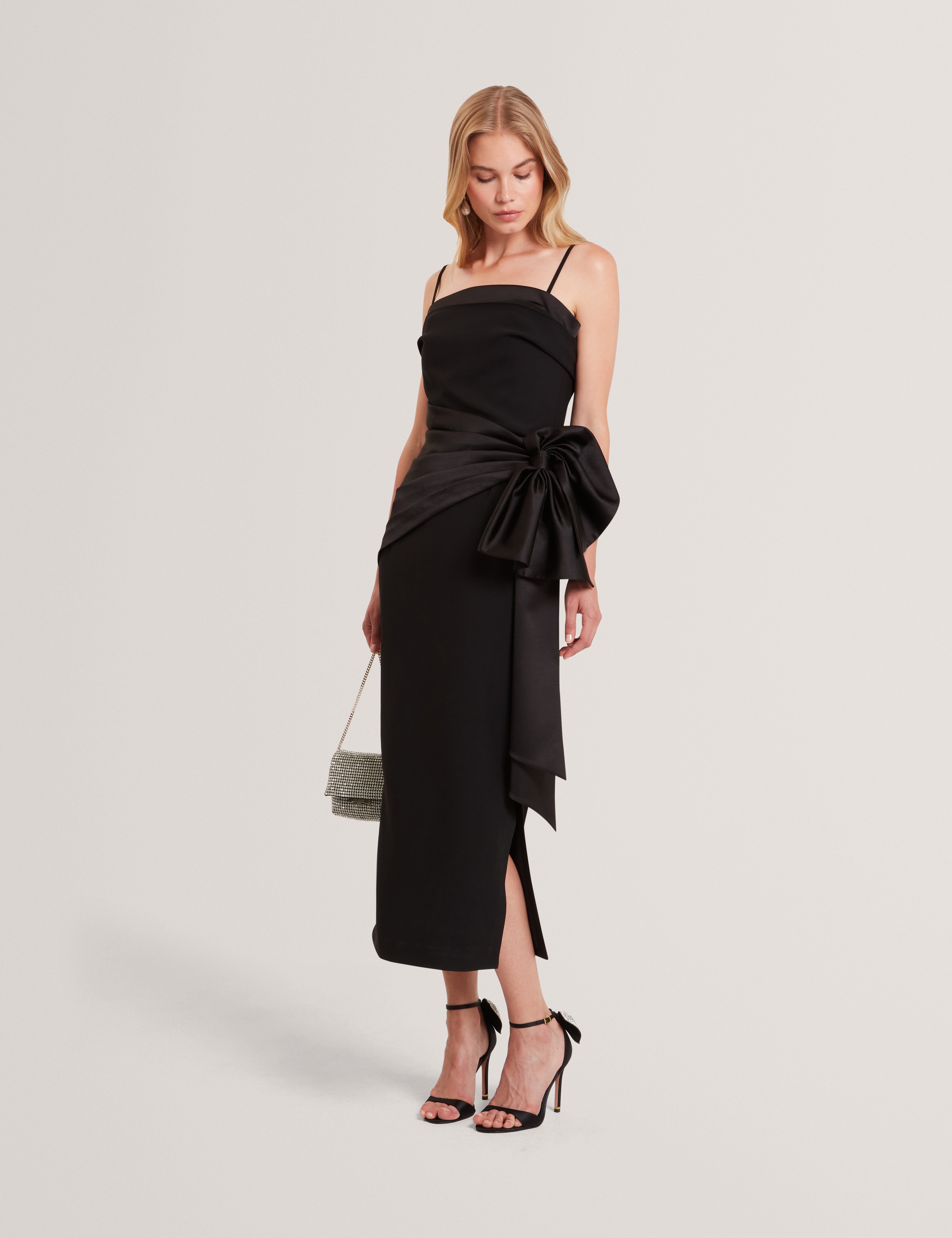 XENID: Tailored Sleeveless Dress with Satin Bow