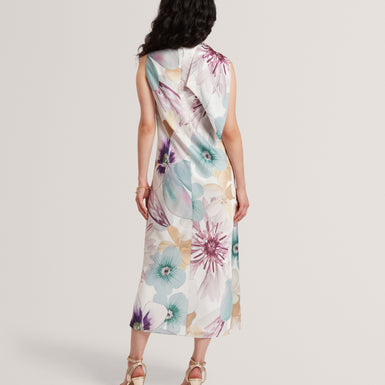HARRPUR: Print Neck Tie Midi Dress