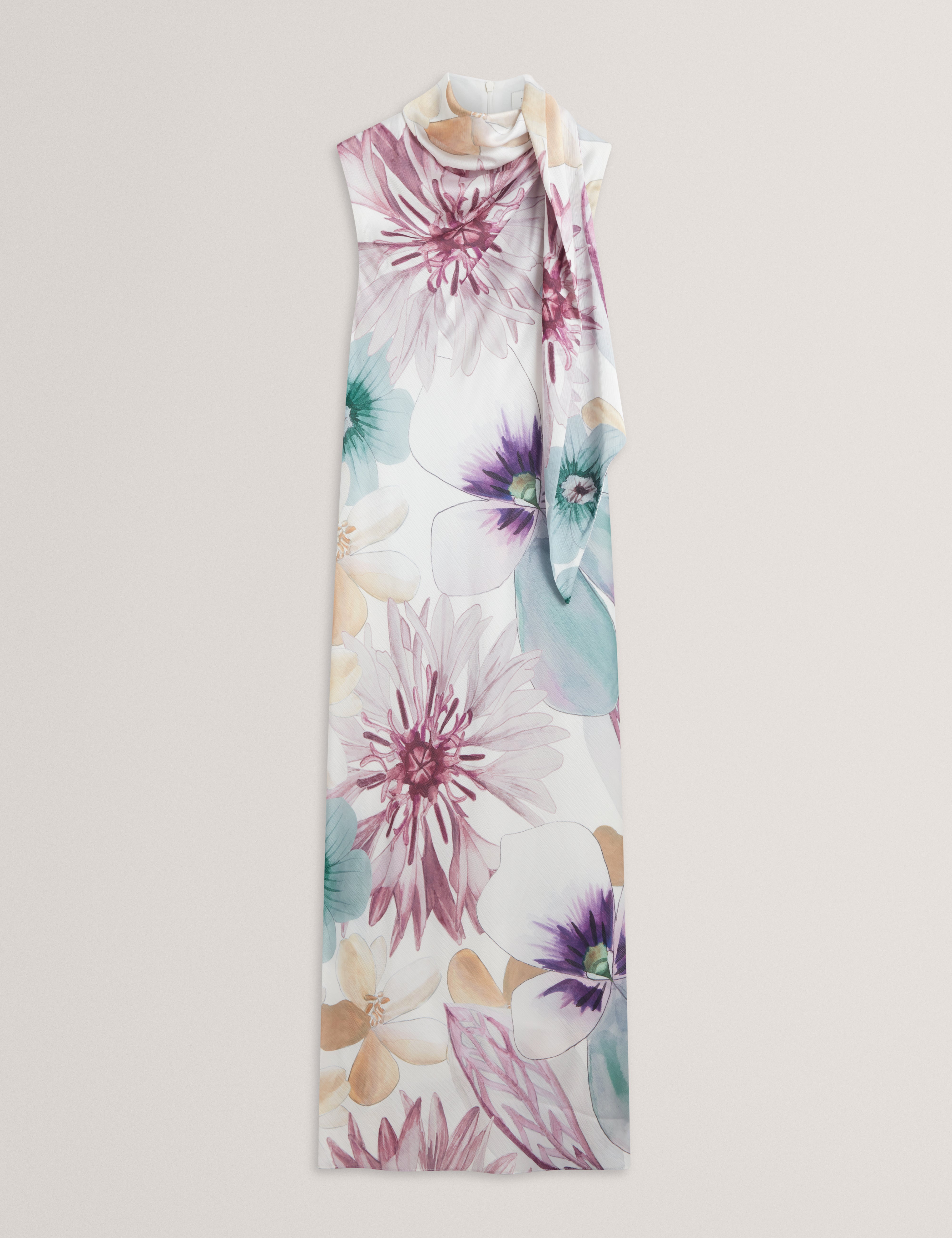 HARRPUR: Print Neck Tie Midi Dress