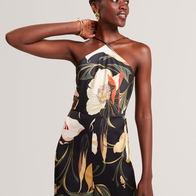 VEHRA: Printed Halter Neck Jumpsuit