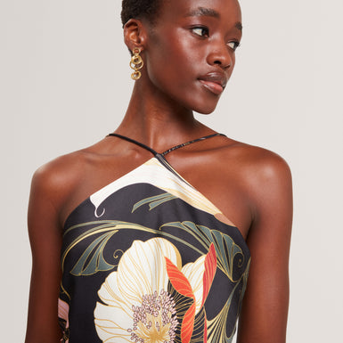 VEHRA: Printed Halter Neck Jumpsuit