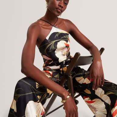 VEHRA: Printed Halter Neck Jumpsuit