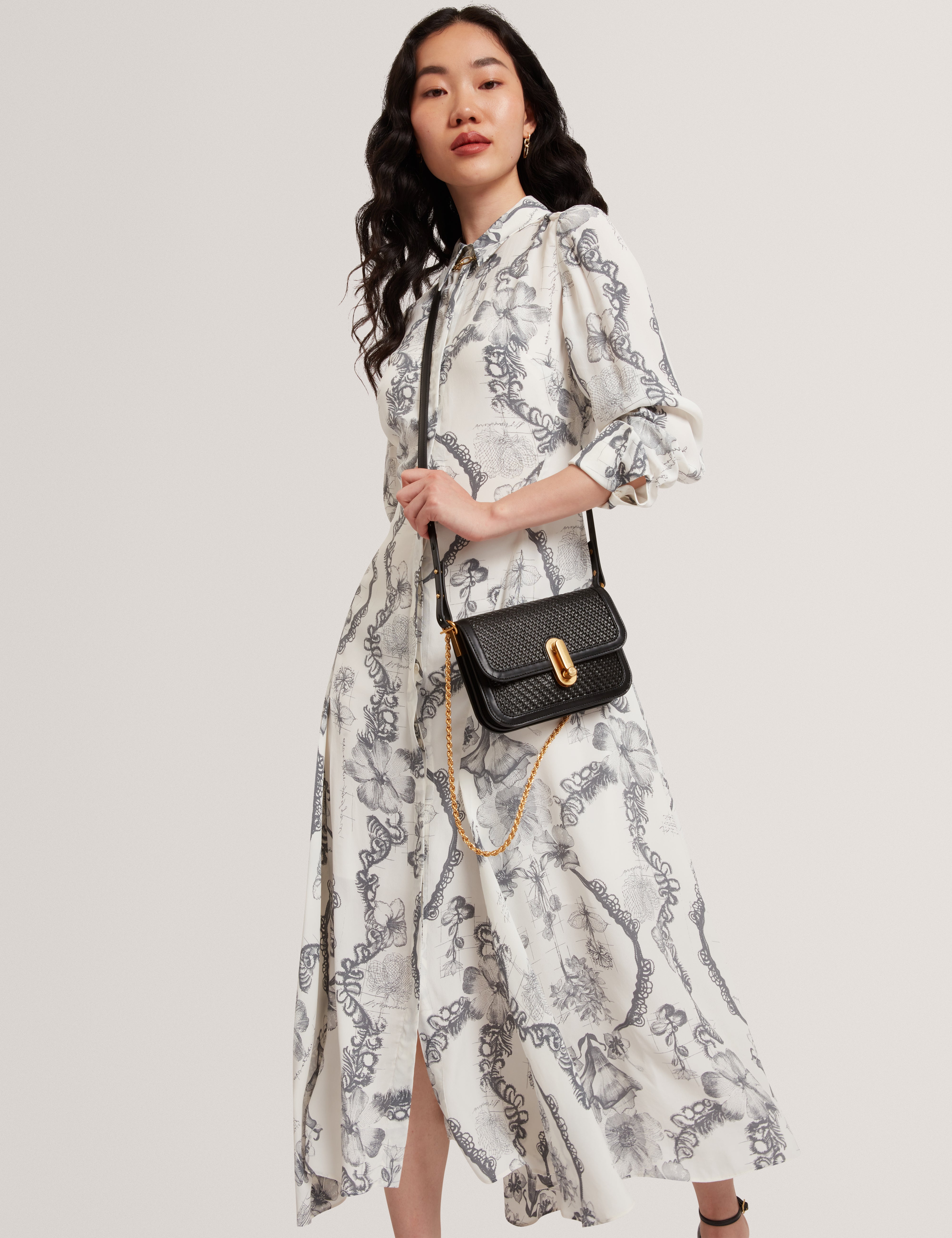 SHANIN: Print Midi Shirt Dress