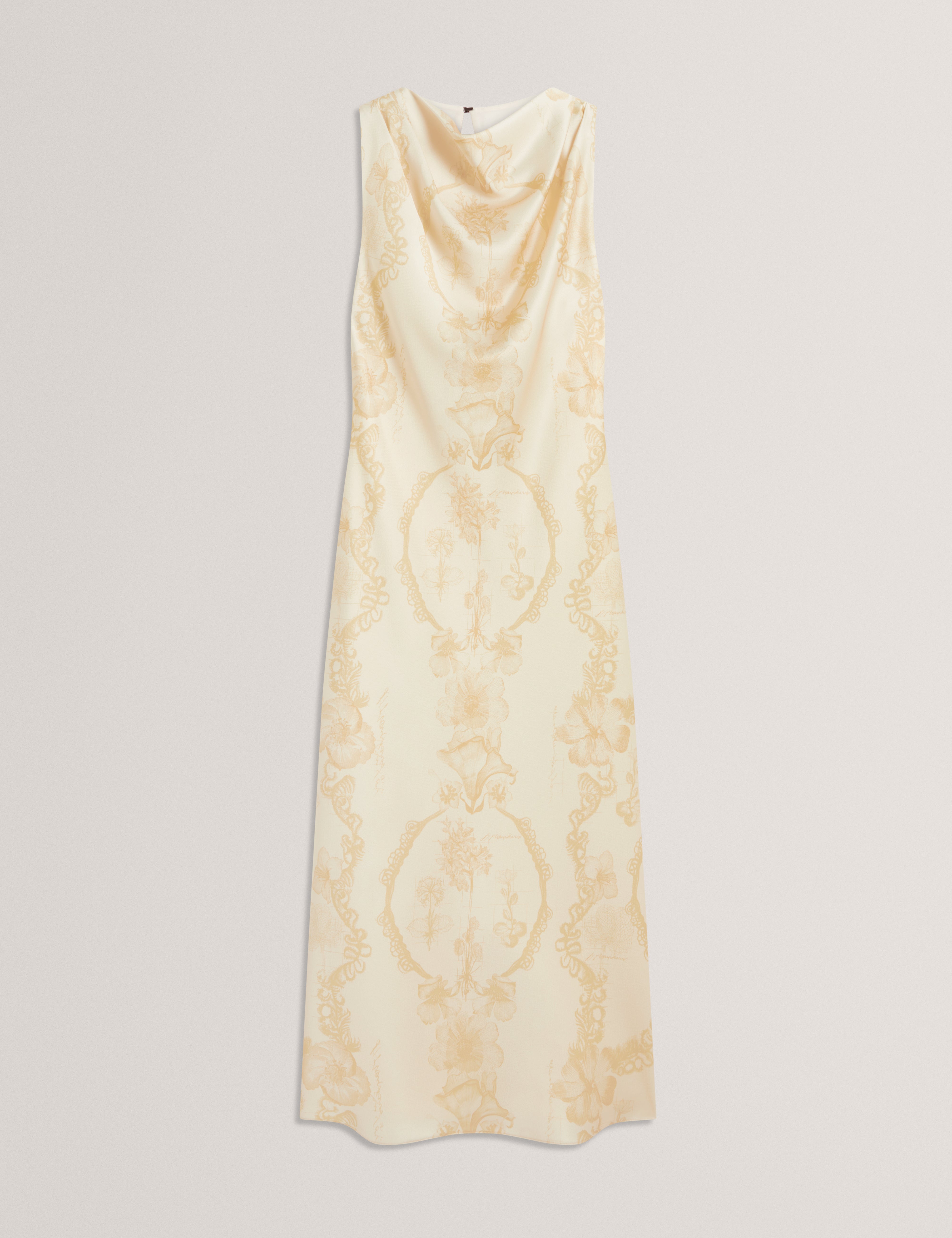 MELODA: Print Drape Neck Midi Dress