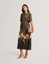 AEVAA: Printed Midi Dress With Waist Gathers
