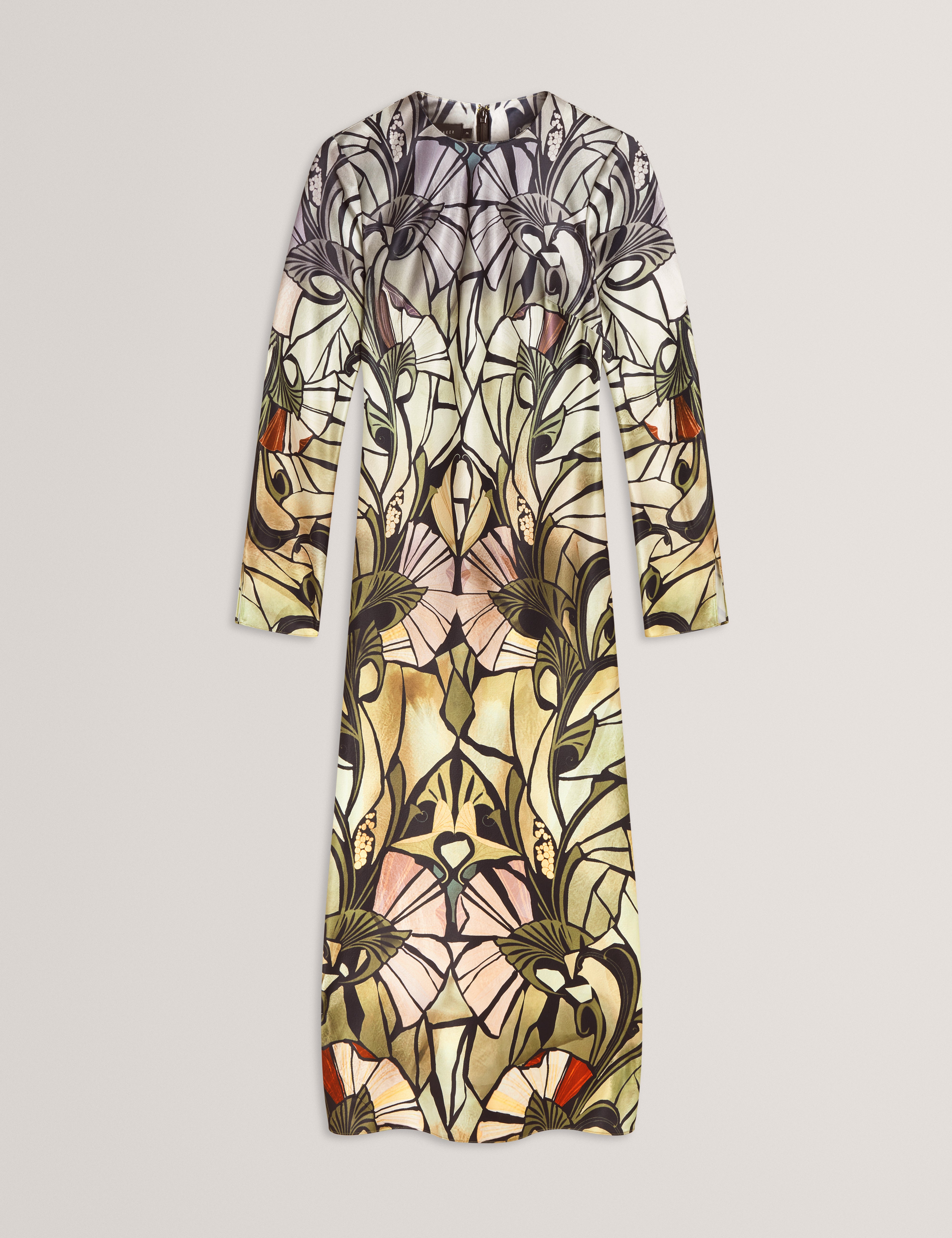 ZELLIE: Print Long Sleeve Midi Dress