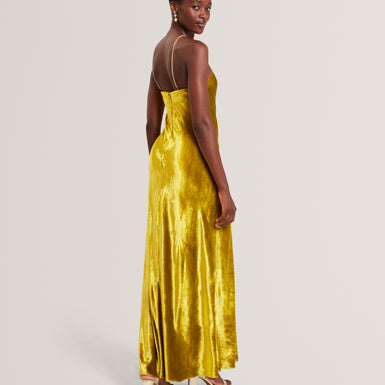 JORDYA: Velvet Halter Neck Maxi Dress