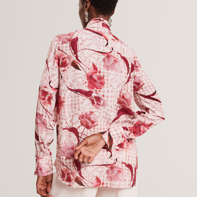 CORENA: Printed Tie Neck Shirt