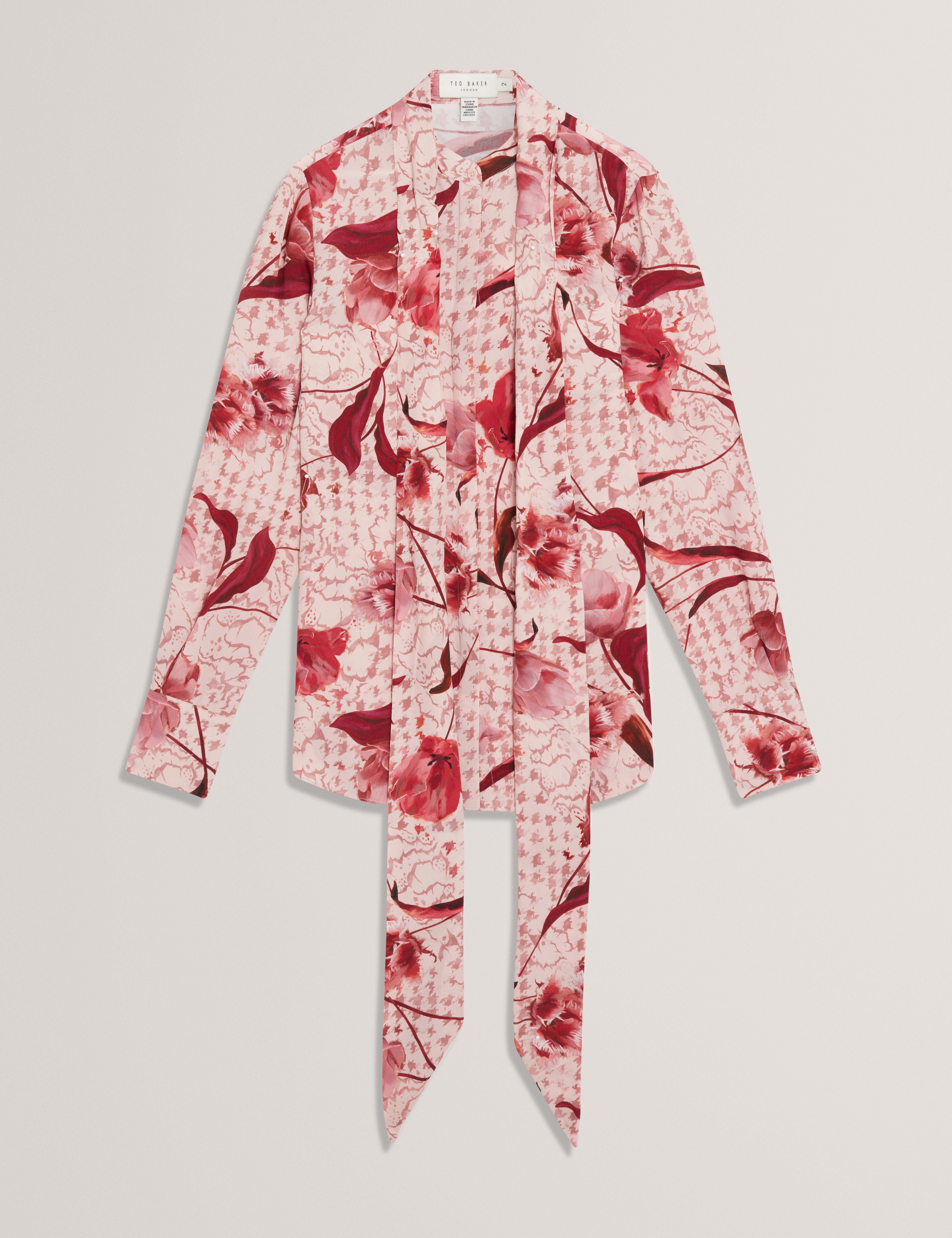 CORENA: Printed Tie Neck Shirt