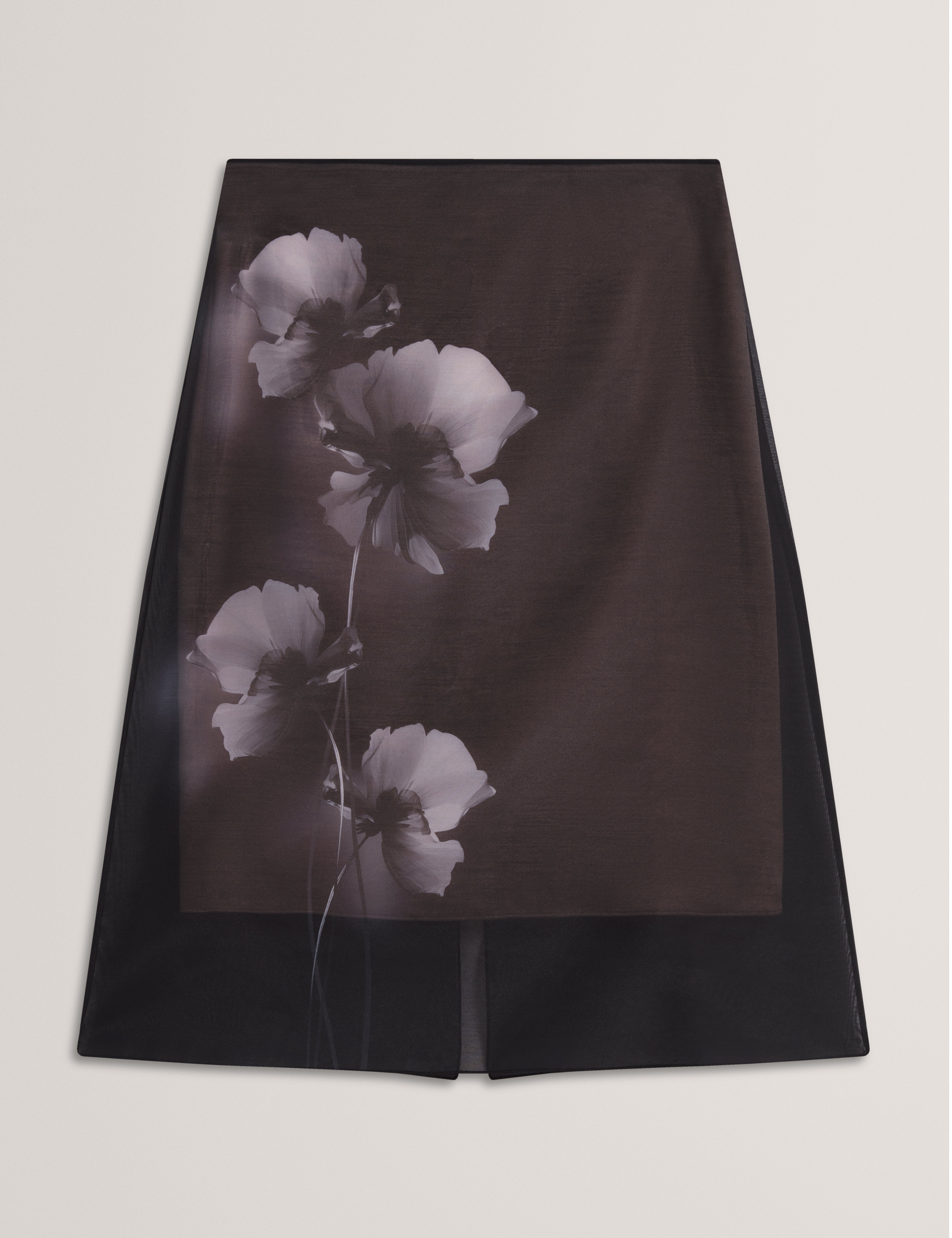 VIEVA: Printed Organza Overlay Midi Skirt