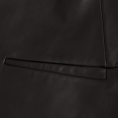 QUENTIA: Cropped Collarless Leather Jacket