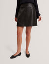 VIKTA: Leather Mini Skirt with Stitch Detail