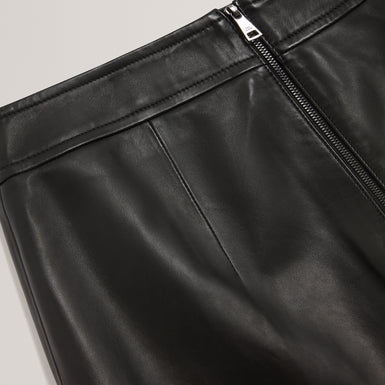VIKTA: Leather Mini Skirt with Stitch Detail
