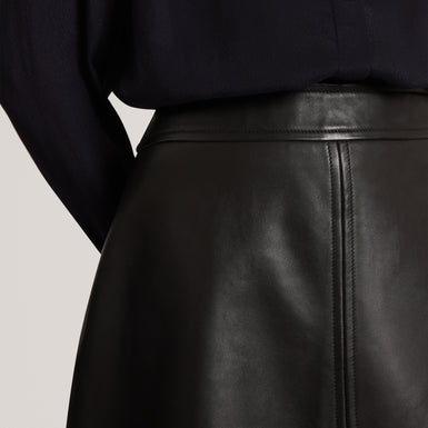 VIKTA: Leather Mini Skirt with Stitch Detail
