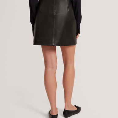 VIKTA: Leather Mini Skirt with Stitch Detail