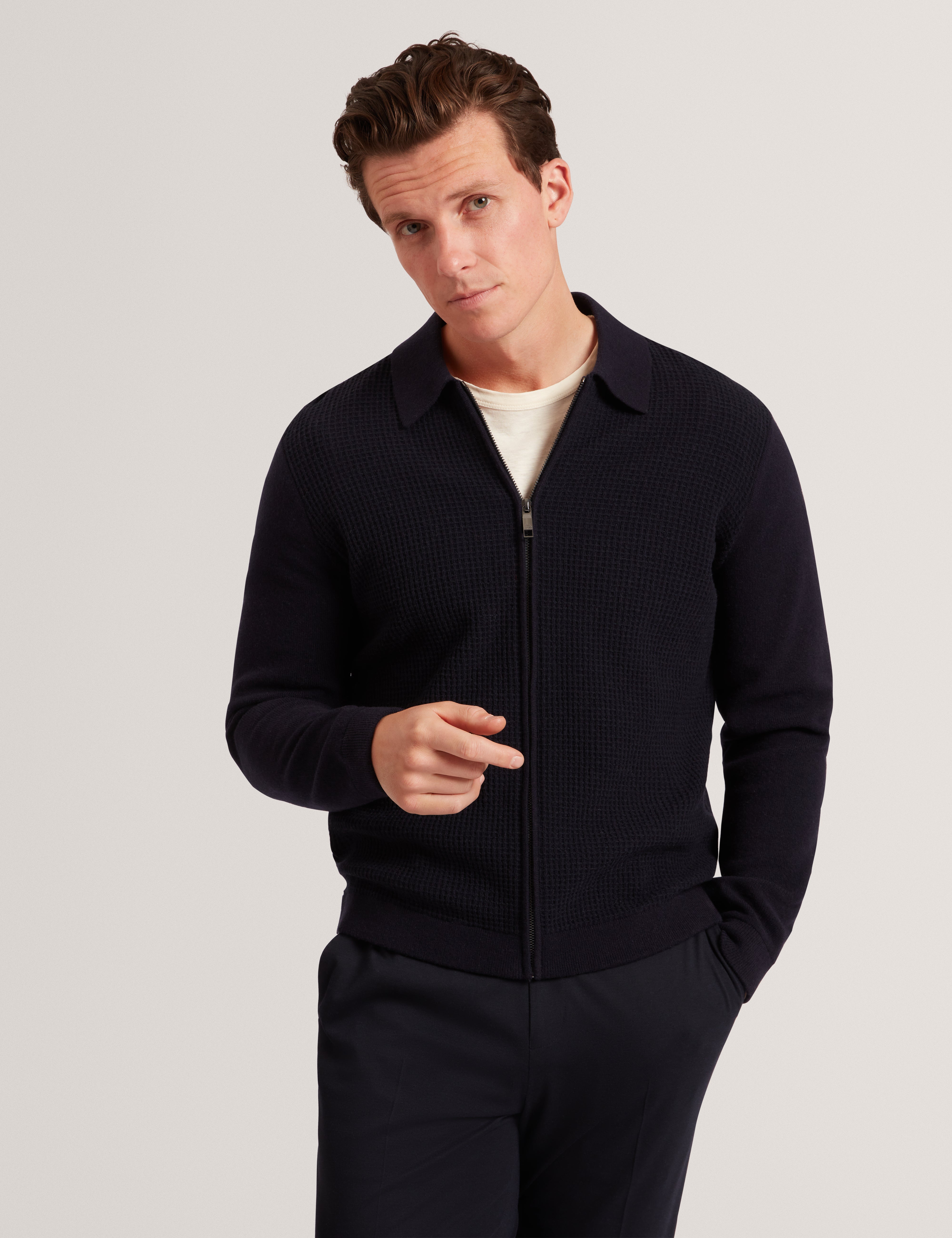 FENRYS: Waffle Stitch Zip Thru