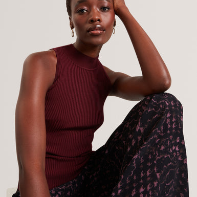RULZA: High Neck Knitted Sleeveless Top