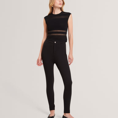 AMBERIA: Fitted Knit Top With Invisible Yarn Pane