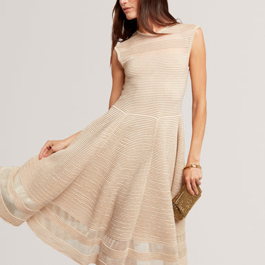 SAALLI: Knitted Skater Dress With Invisible Pane