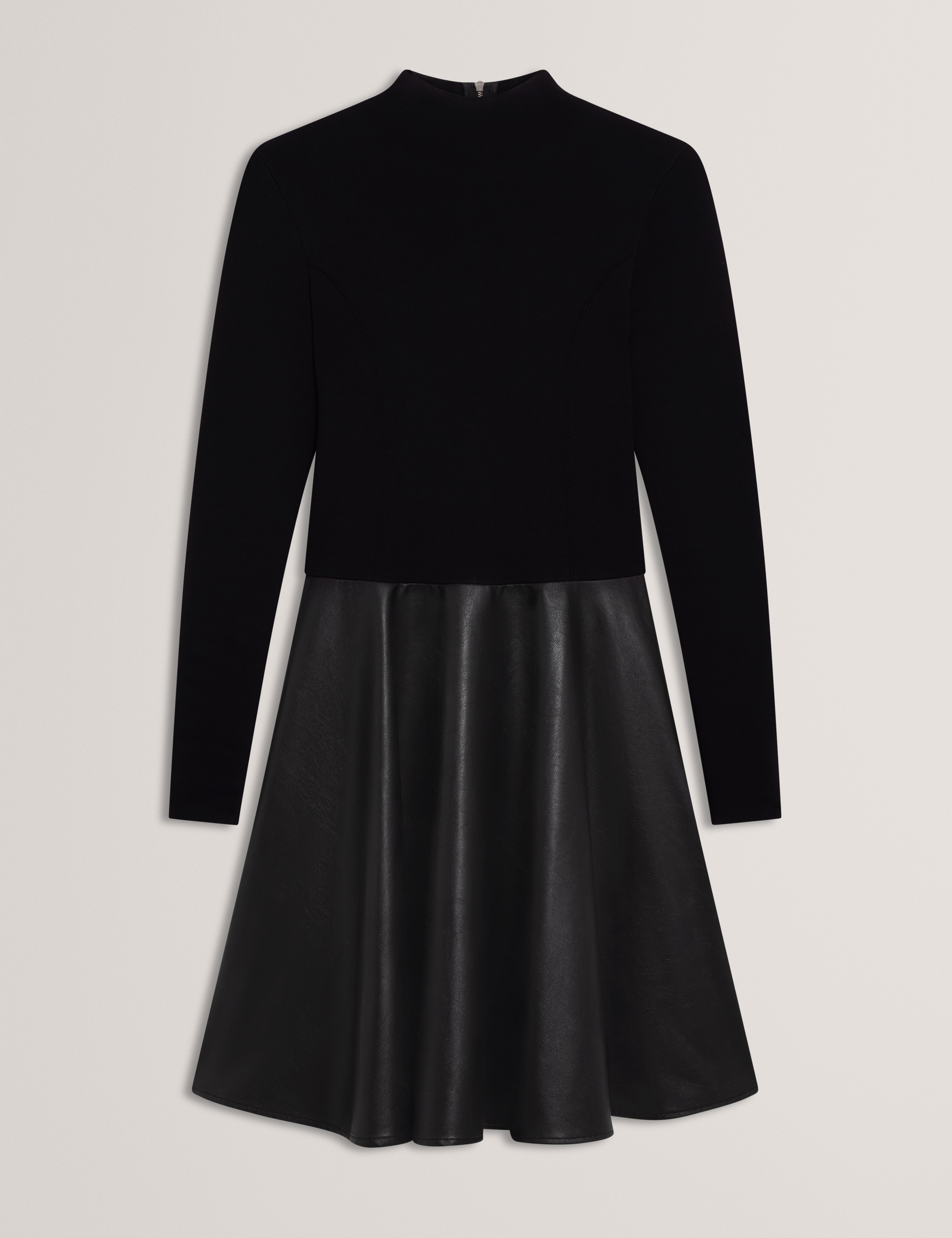 NOVIVA: Midi Dress With Faux Leather Skirt