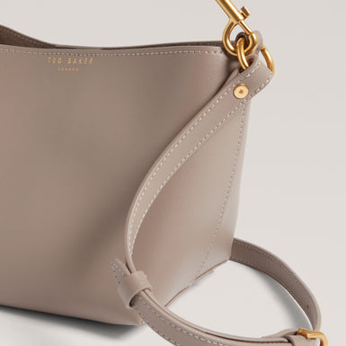 WAVELY: Weave Handle Leather Small Bucket Bag