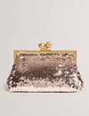 SEQUINZ: Rose Detail Sequin Clutch Bag