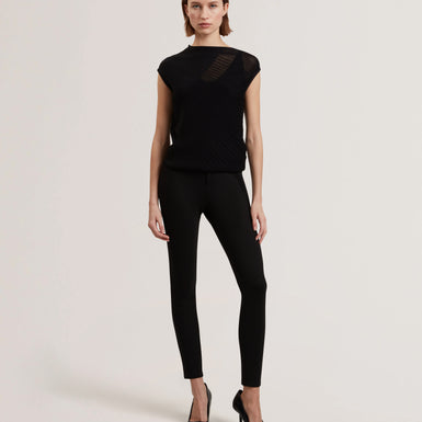 Women's LAYYNII-Invisible Yarn Knit Top Black
