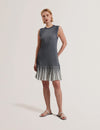 Women's LILYO-Textured Stripe Flippy Skirt Mini Dress Navy