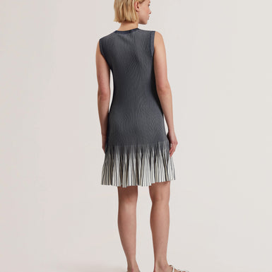 Women's LILYO-Textured Stripe Flippy Skirt Mini Dress Navy