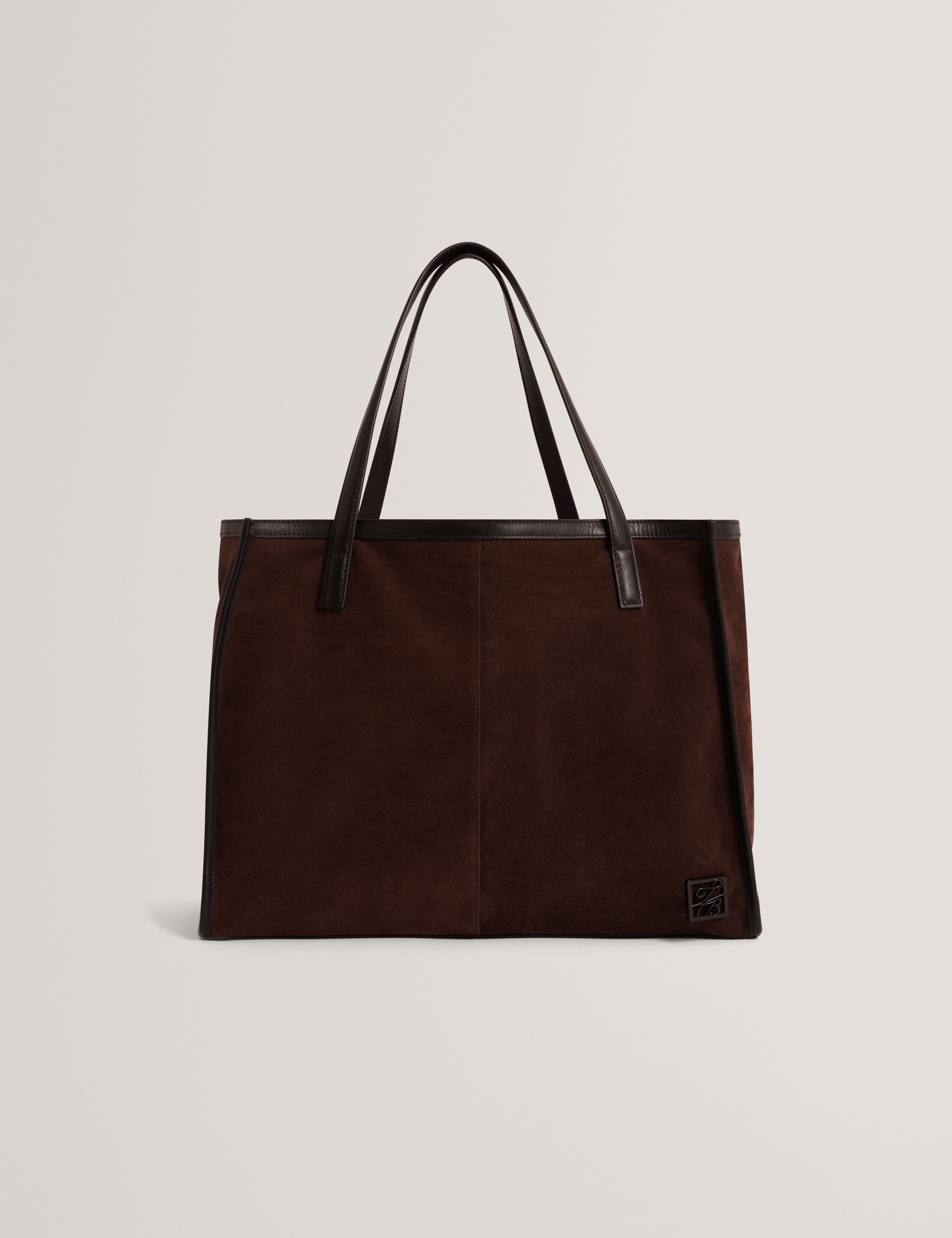 Women's ANNIEYY-Script Detail Large Suede Tote