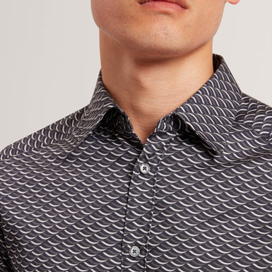 AGNAR: LS Regular Fit Wave Geo Print Shirt