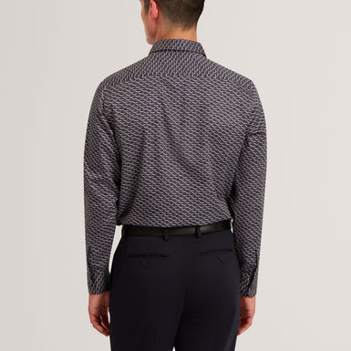 AGNAR: LS Regular Fit Wave Geo Print Shirt