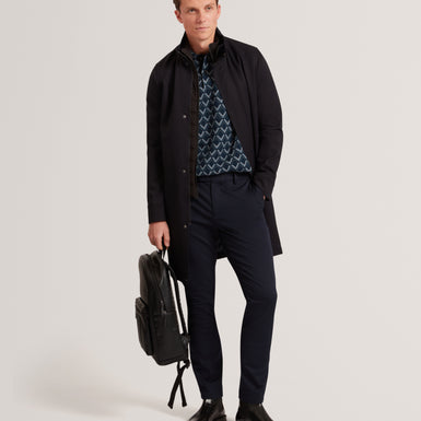 RUABON: Nylon Funnel Neck Jacket With Mock Liner