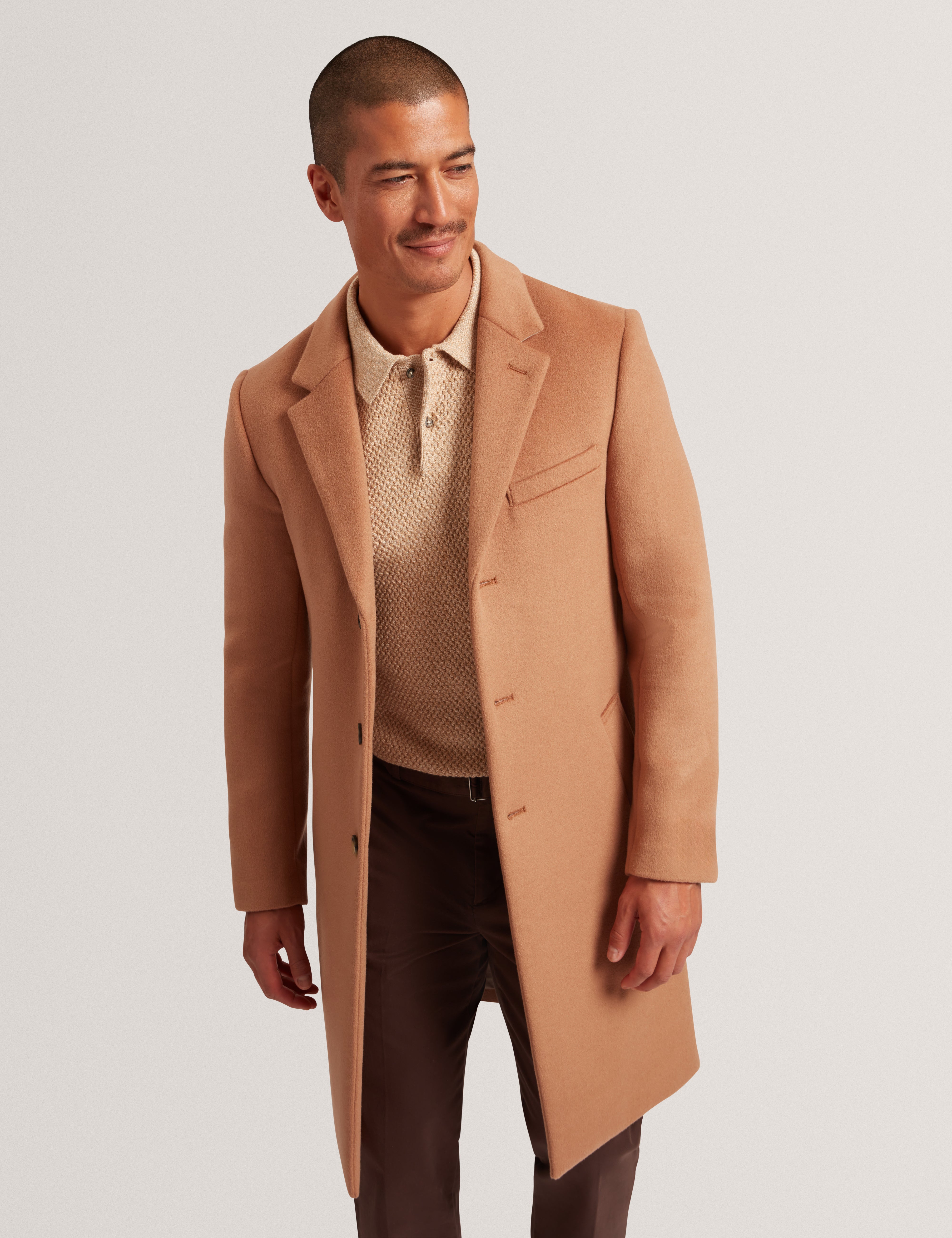 ALERTON: Slim Fit Wool Blend City Overcoat