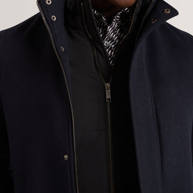 MORLEEY: Wool Blend Funnel Neck Coat