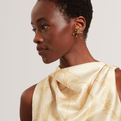 COBLA: Print Sleeveless Drape Neck Top