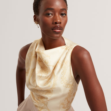 COBLA: Print Sleeveless Drape Neck Top
