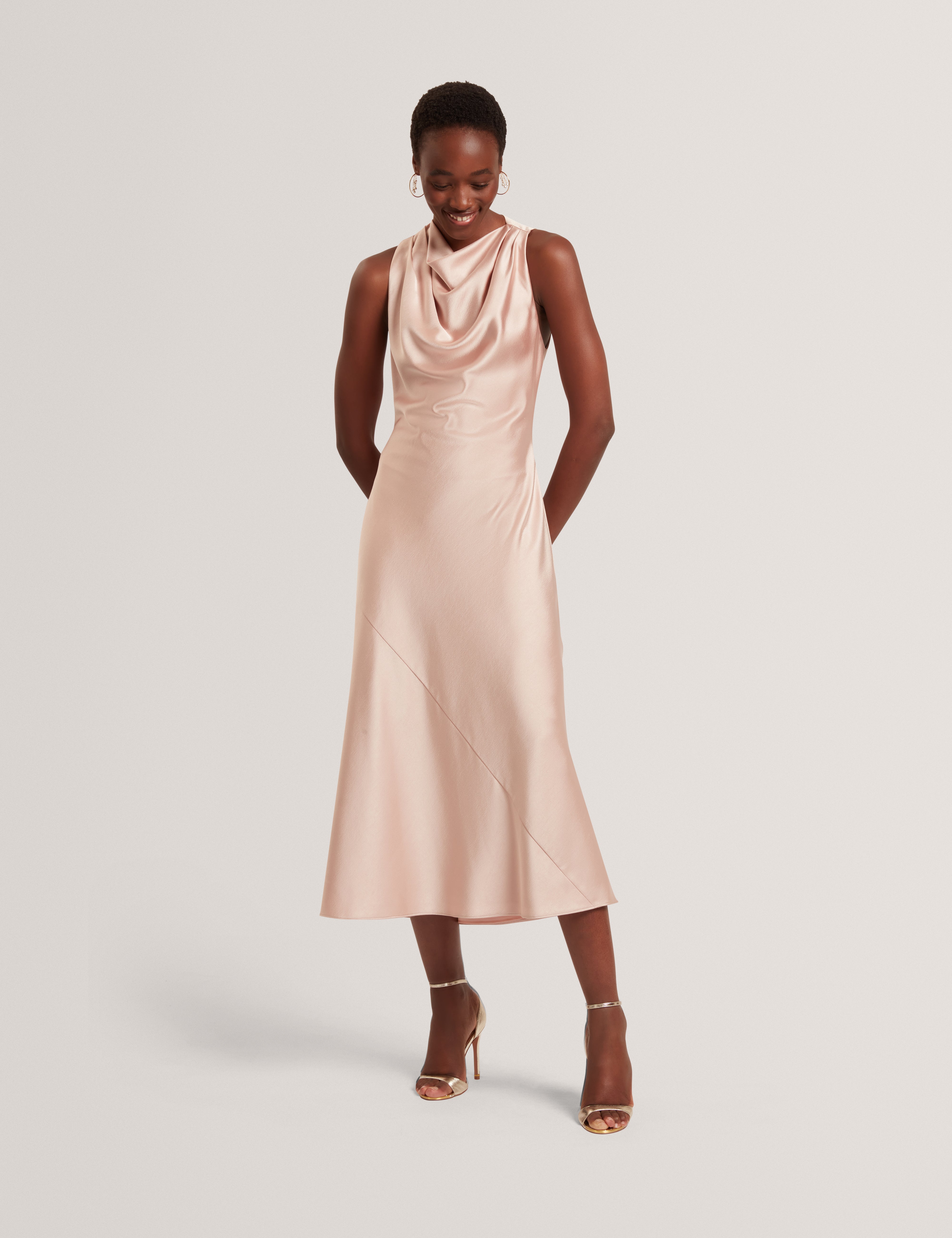 LIIMAA: Drape Neck Midi Dress