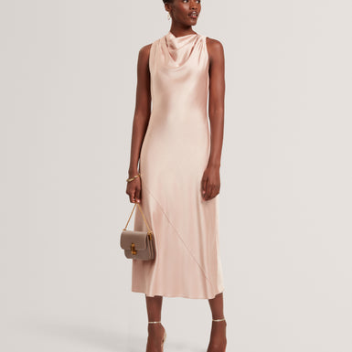 LIIMAA: Drape Neck Midi Dress