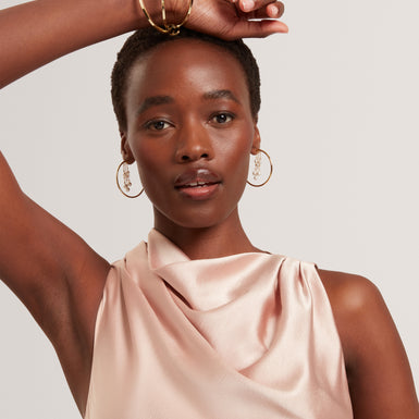 LIIMAA: Drape Neck Midi Dress